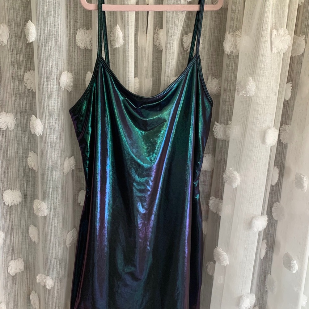 Iridescent dress party dress. Preteen age group.